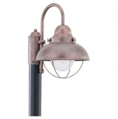 Sebring Outdoor Post Lantern Weatherd Copper Finish