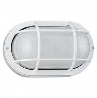 Nautical Outdoor Wall Lantern White Finish, Frosted Glass cage
