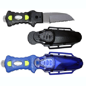 Backup knife with quick release case ( serrated single edge)